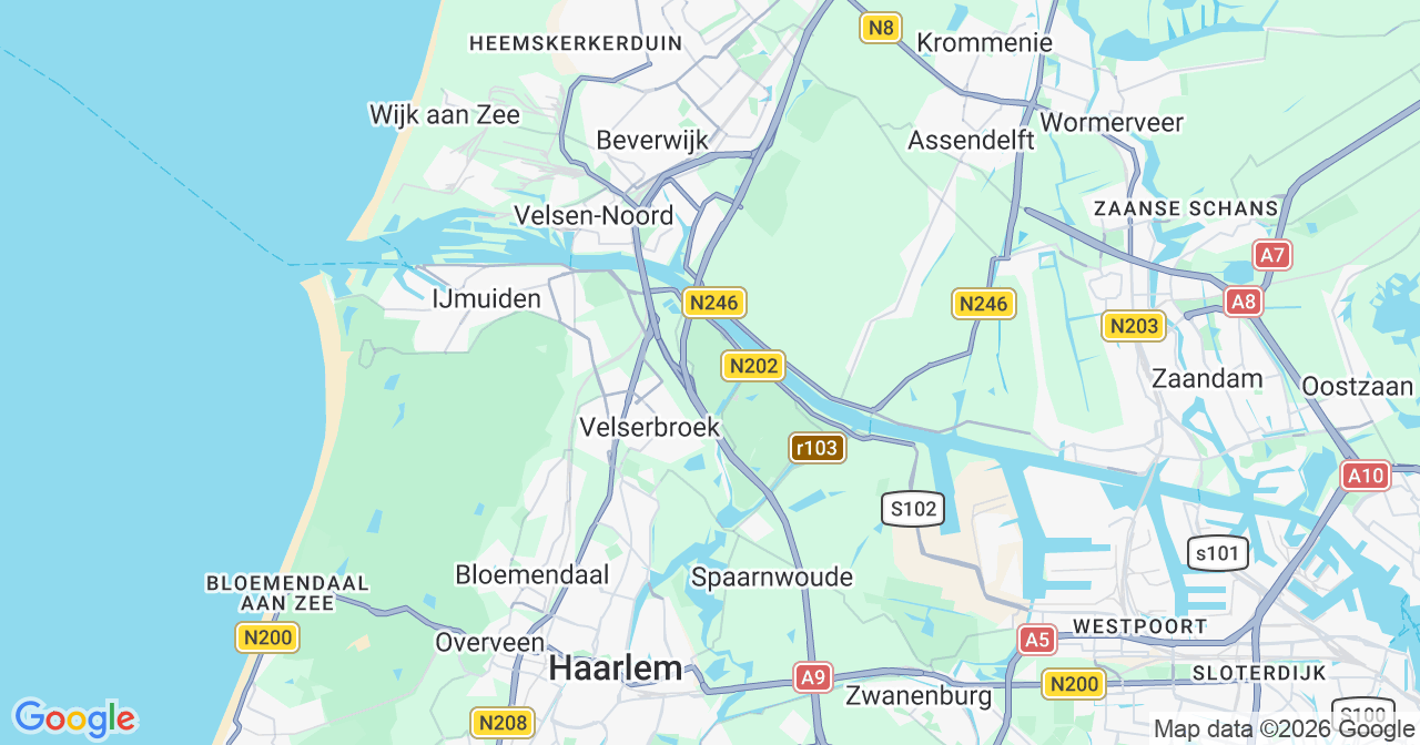 Kaart van het incident in Velsen-Zuid met berekende routes vanaf gealarmeerde posten