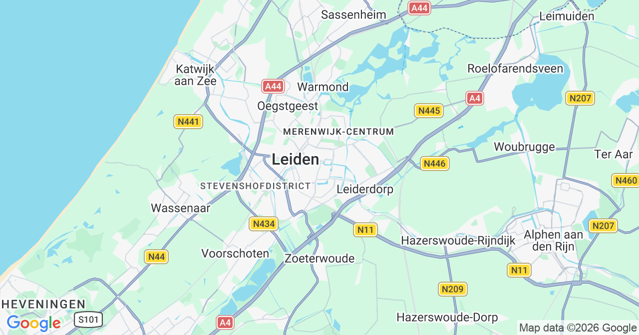 Kaart van het incident in LEIDEN met berekende routes vanaf gealarmeerde posten