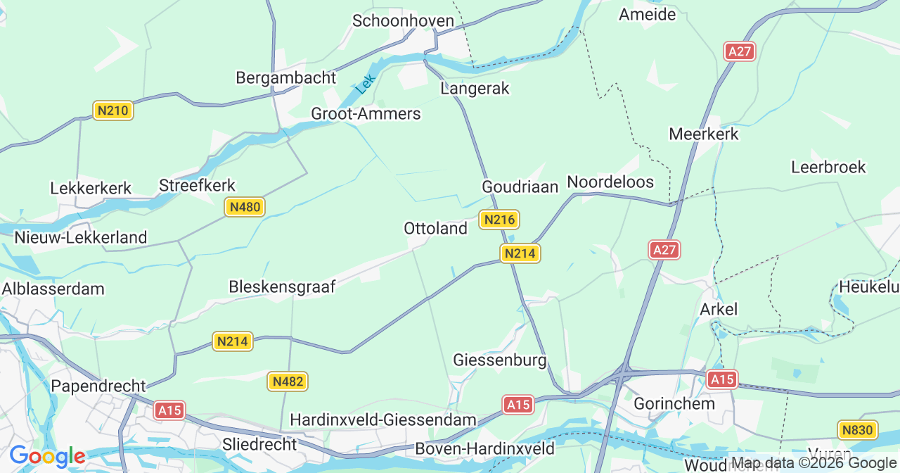 Kaart van het incident in Ottoland met berekende routes vanaf gealarmeerde posten