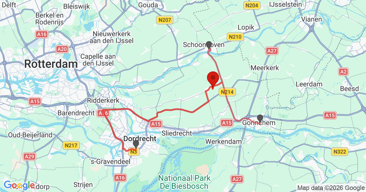 Kaart van het incident in Ottoland met berekende routes vanaf gealarmeerde posten