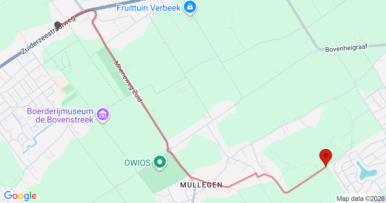 Kaart van het incident in Oldebroek met de aanrijroutes van de gealarmeerde eenheden