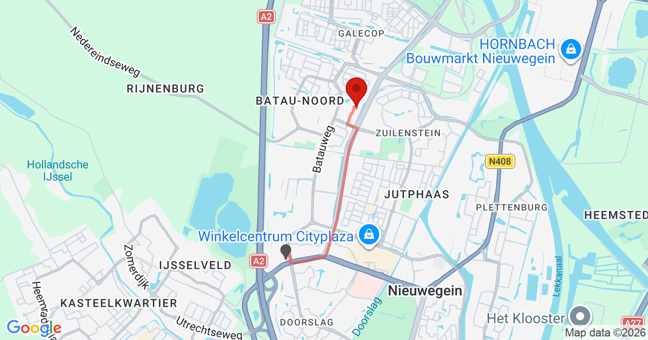 Kaart van het incident in Nieuwegein met berekende routes vanaf gealarmeerde posten