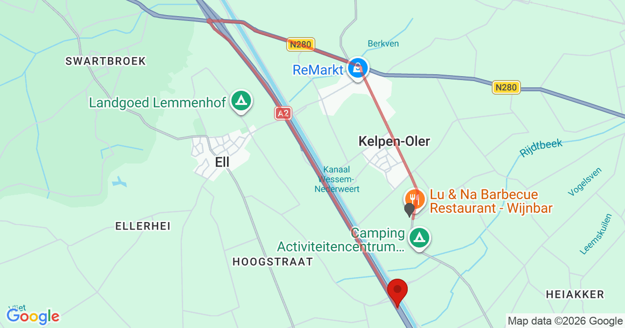 Kaart van het incident in Ell met berekende routes vanaf gealarmeerde posten