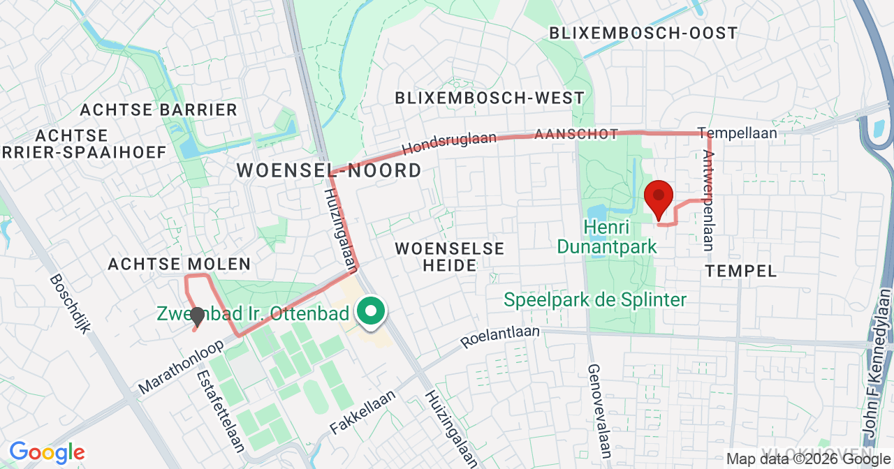 Kaart van het incident in Eindhoven met berekende routes vanaf gealarmeerde posten
