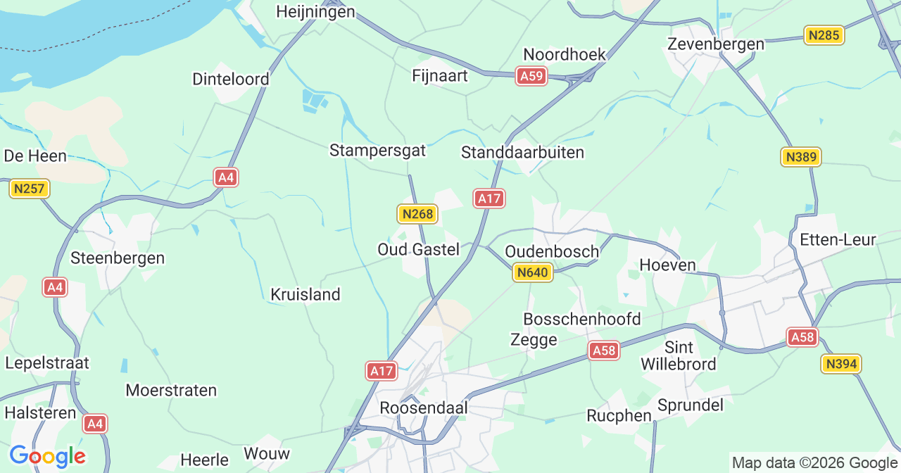 Kaart van het incident in Oud Gastel met berekende routes vanaf gealarmeerde posten