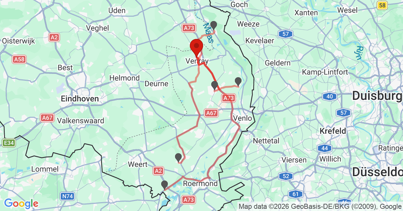Kaart van het incident in Venray met de aanrijroutes van de gealarmeerde eenheden