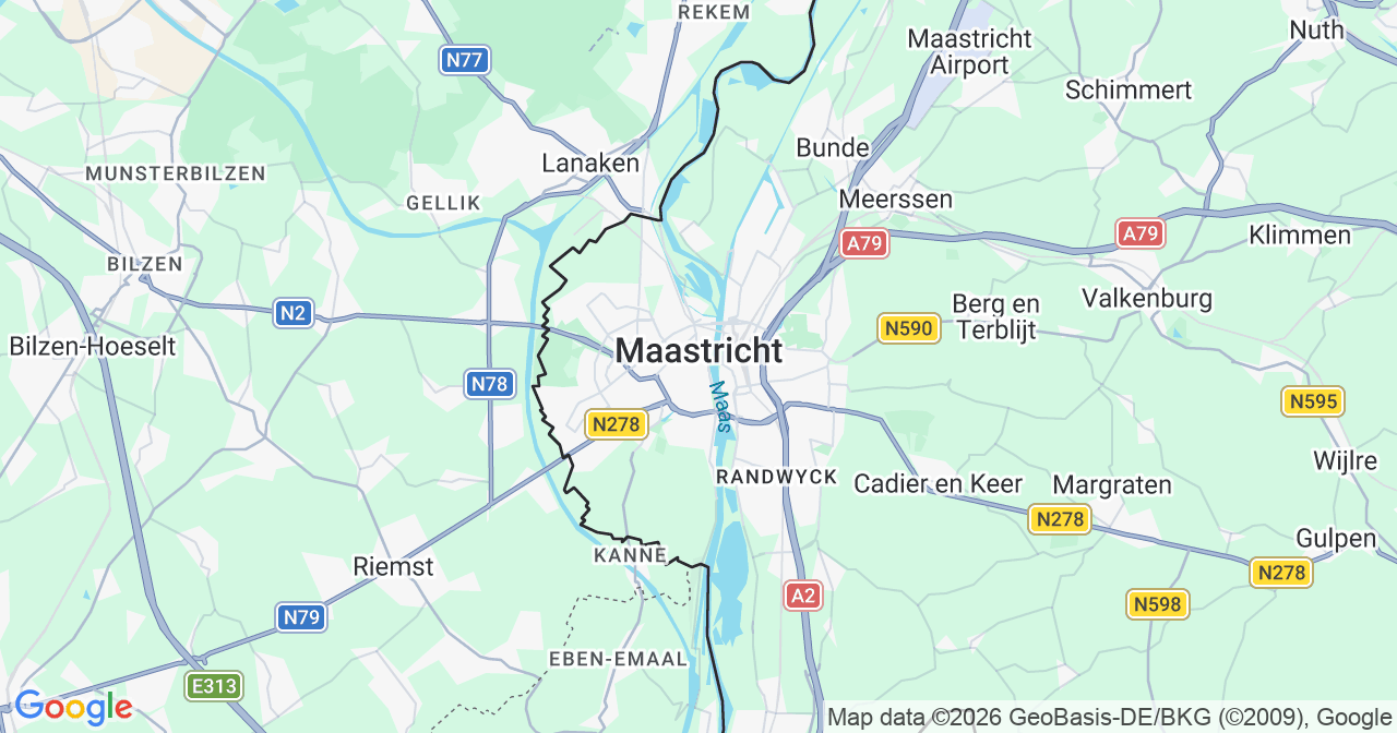 Kaart van het incident in Maastricht met berekende routes vanaf gealarmeerde posten