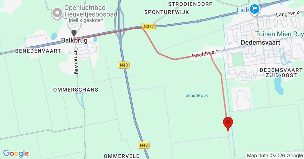 Kaart van het incident in Dedemsvaart met berekende routes vanaf gealarmeerde posten