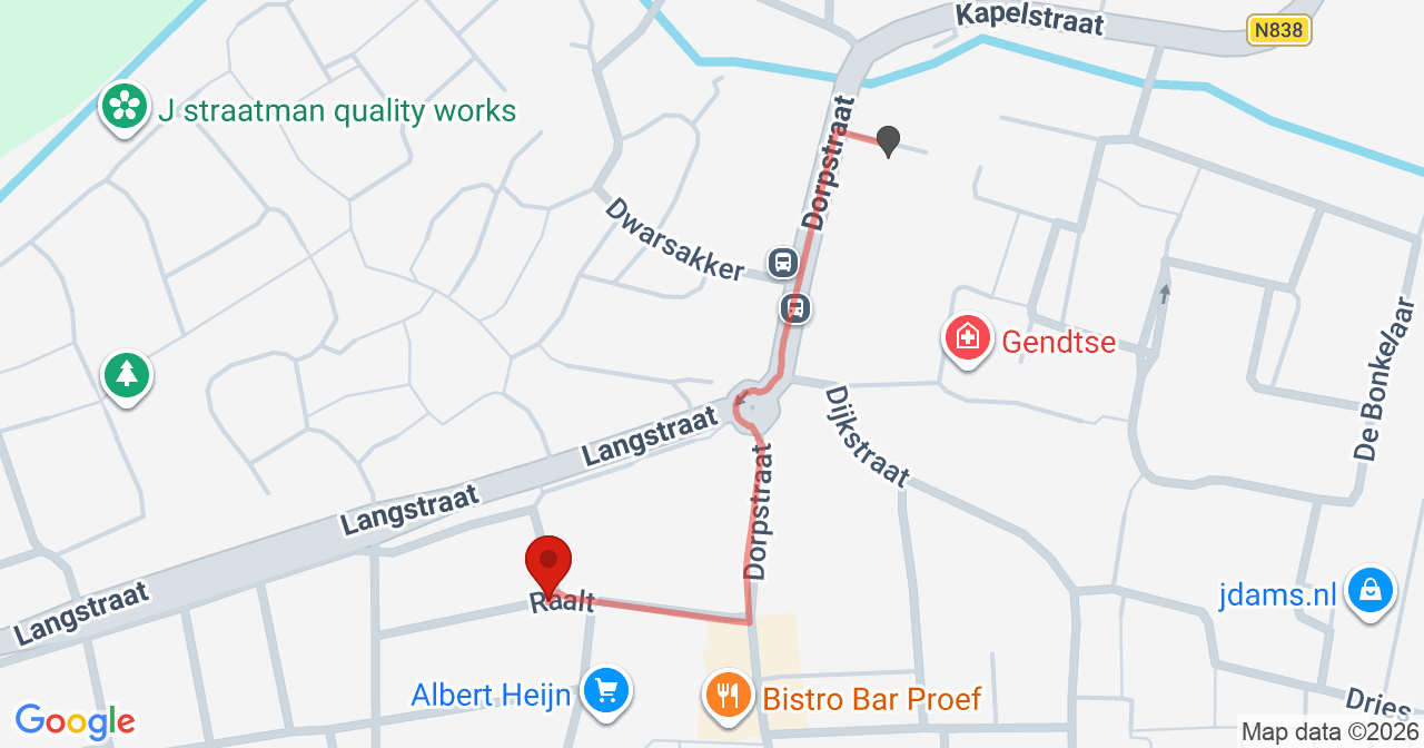 Kaart van het incident in Gendt met berekende routes vanaf gealarmeerde posten