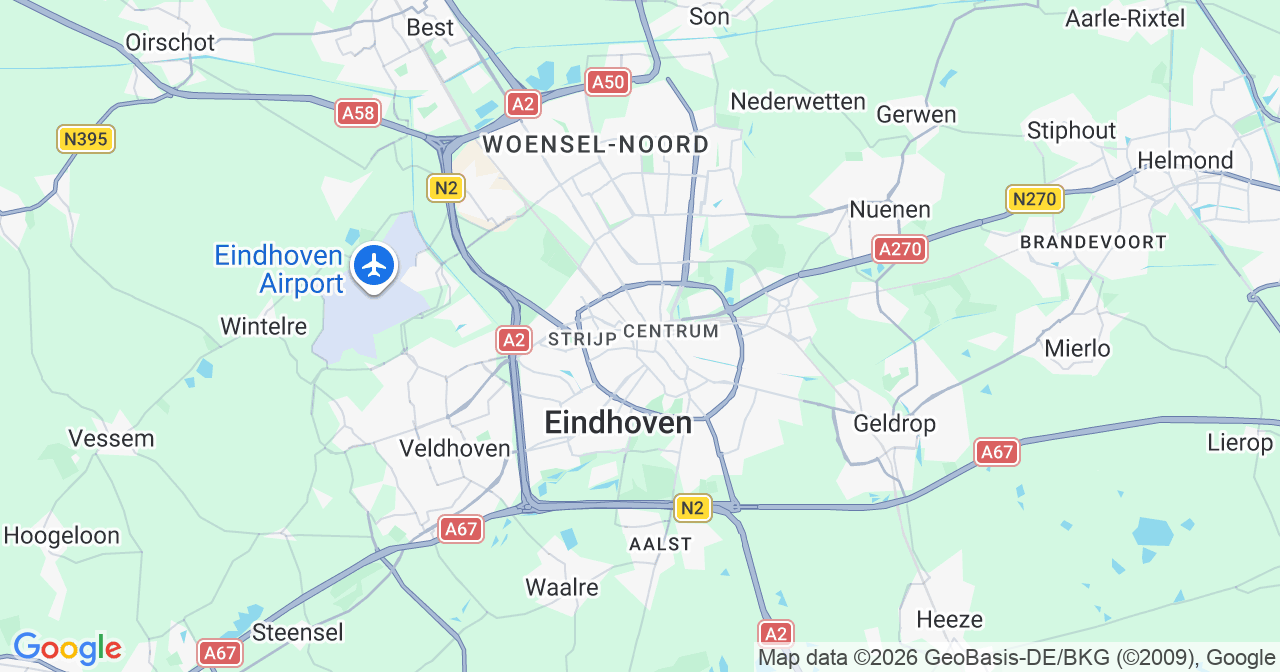 Kaart van het incident in Eindhoven met berekende routes vanaf gealarmeerde posten