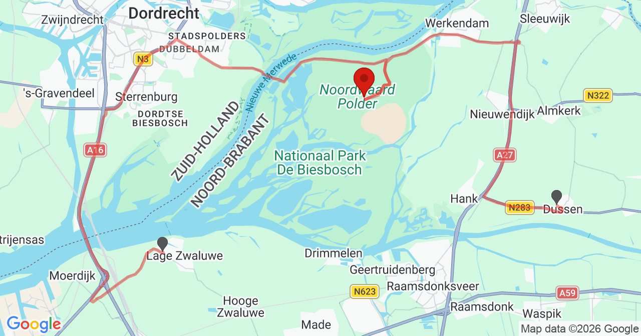 Kaart van het incident in Werkendam met berekende routes vanaf gealarmeerde posten