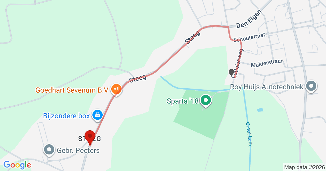 Kaart van het incident in Sevenum met berekende routes vanaf gealarmeerde posten