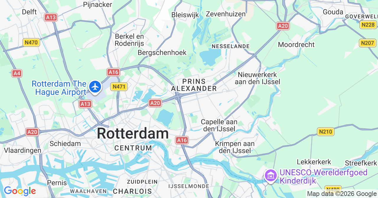 Kaart van het incident in Nieuwerkerk met berekende routes vanaf gealarmeerde posten