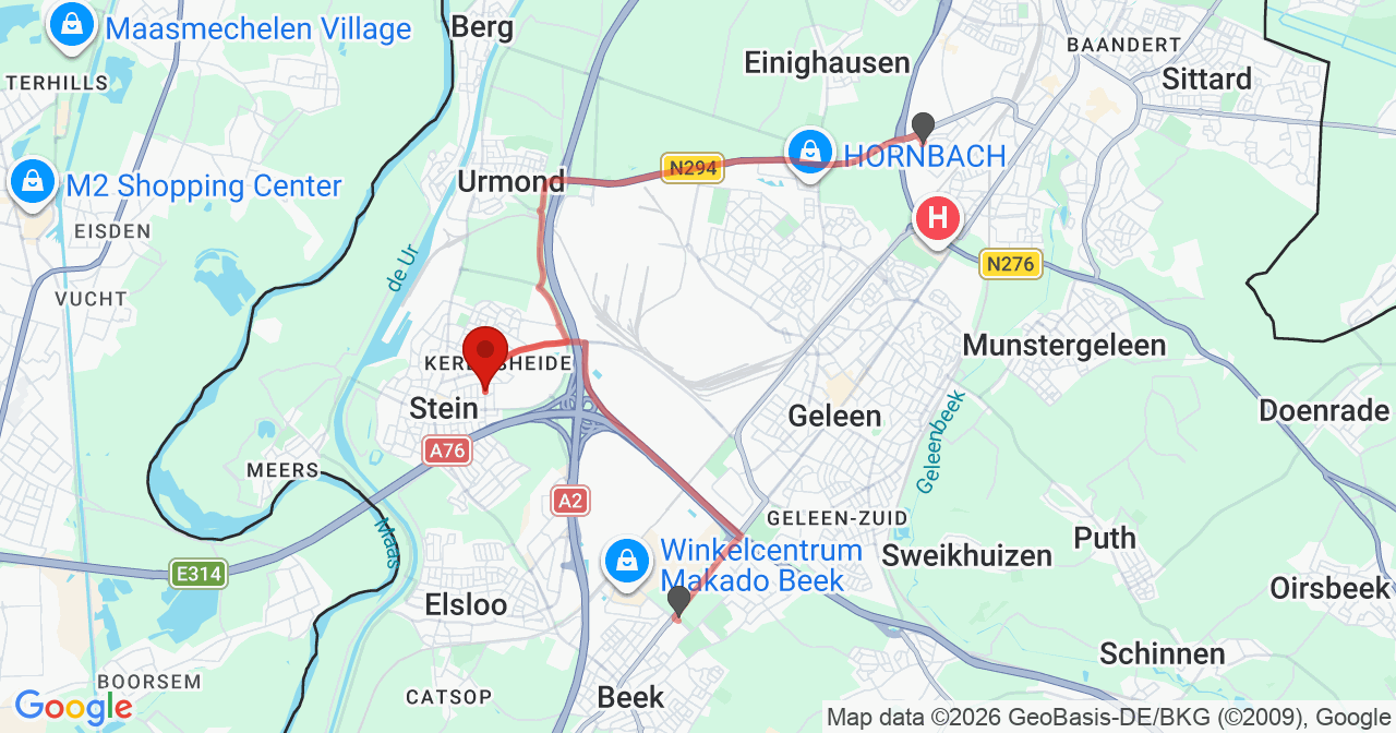 Kaart van het incident in Stein met de aanrijroutes van de gealarmeerde eenheden