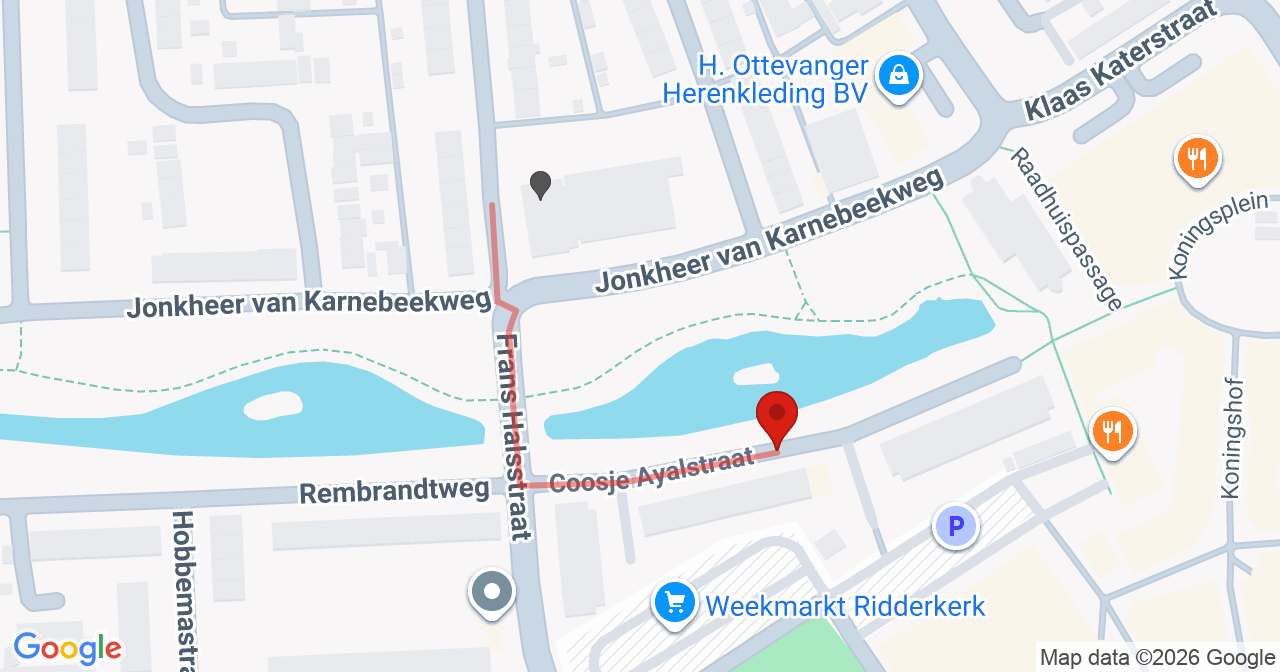 Kaart van het incident in Ridderkerk met berekende routes vanaf gealarmeerde posten