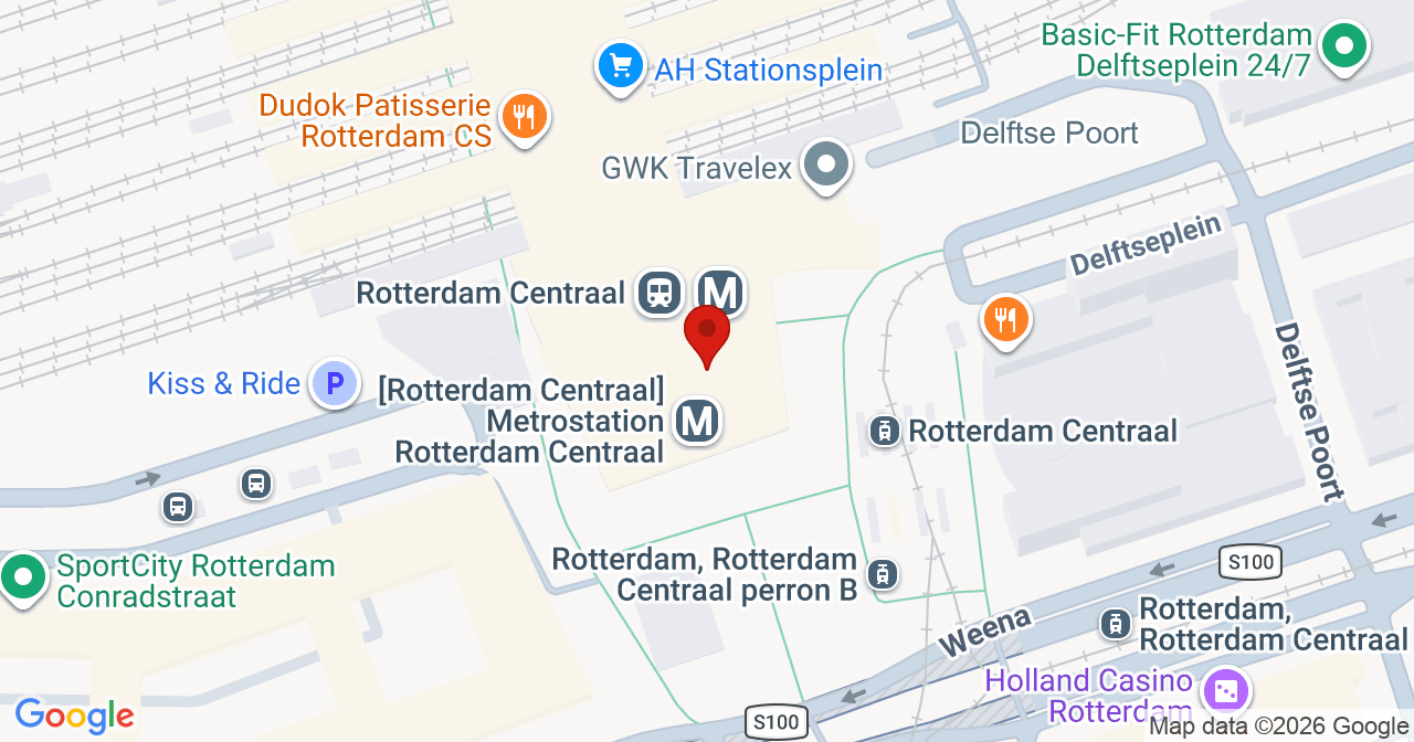Kaart van het incident in Rotterdam met de aanrijroutes van de gealarmeerde eenheden