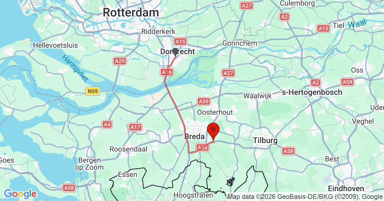 Kaart van het incident in Bavel met berekende routes vanaf gealarmeerde posten