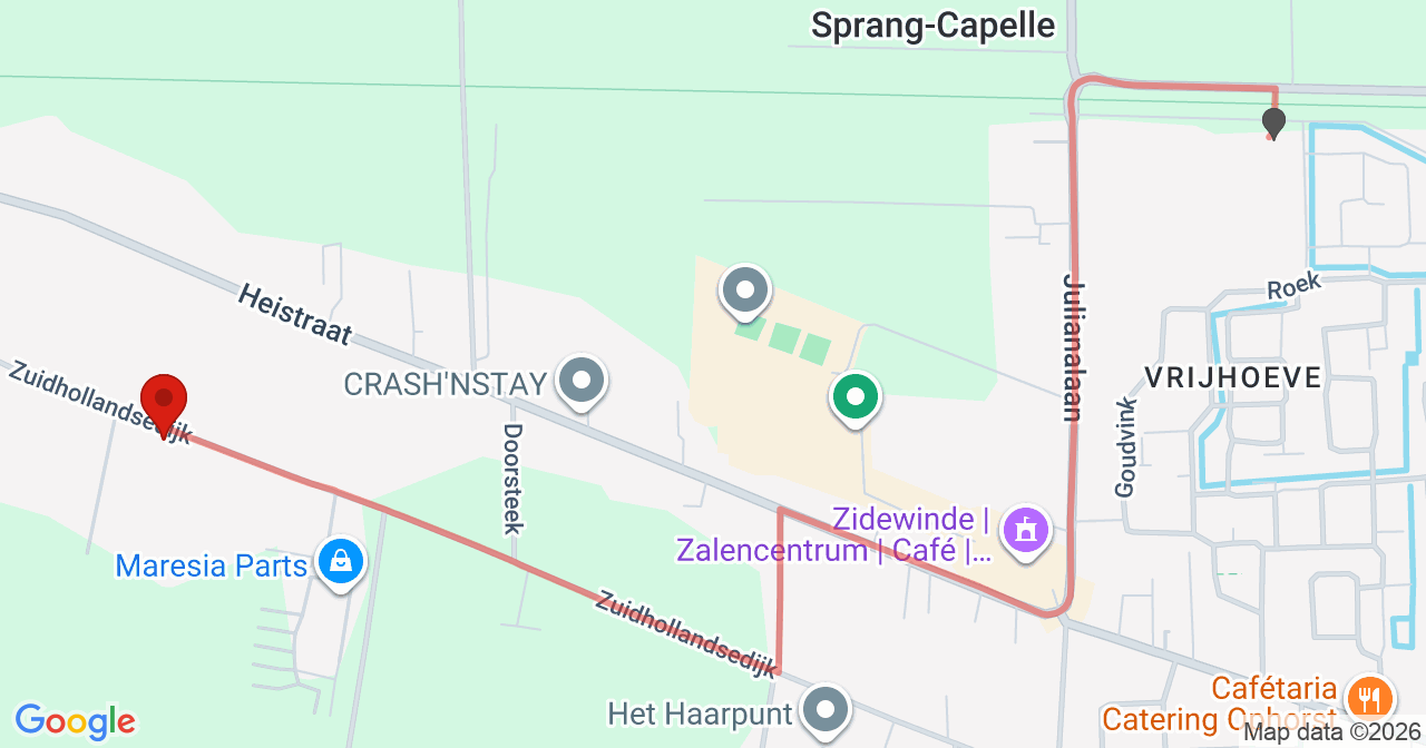 Kaart van het incident in Kaatsheuvel met berekende routes vanaf gealarmeerde posten