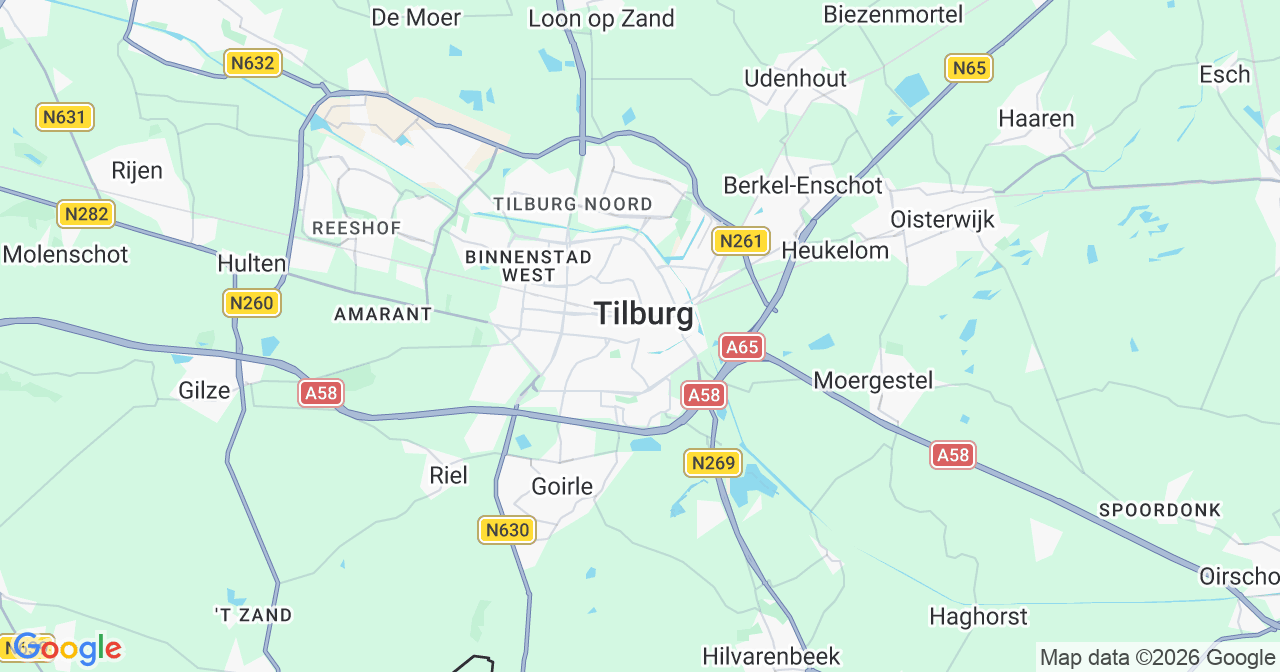 Kaart van het incident in Tilburg met berekende routes vanaf gealarmeerde posten