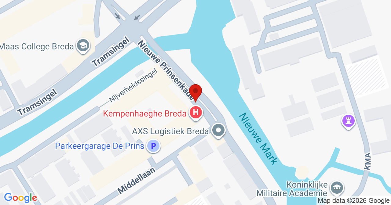 Kaart van het incident in Breda met berekende routes vanaf gealarmeerde posten