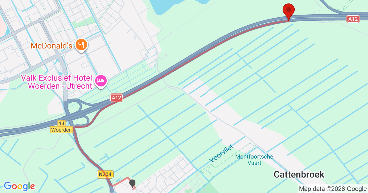 Kaart van het incident in Harmelen met berekende routes vanaf gealarmeerde posten