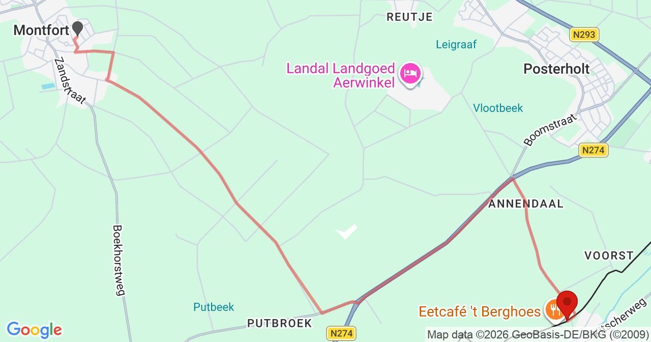 Kaart van het incident in Maria Hoop met berekende routes vanaf gealarmeerde posten