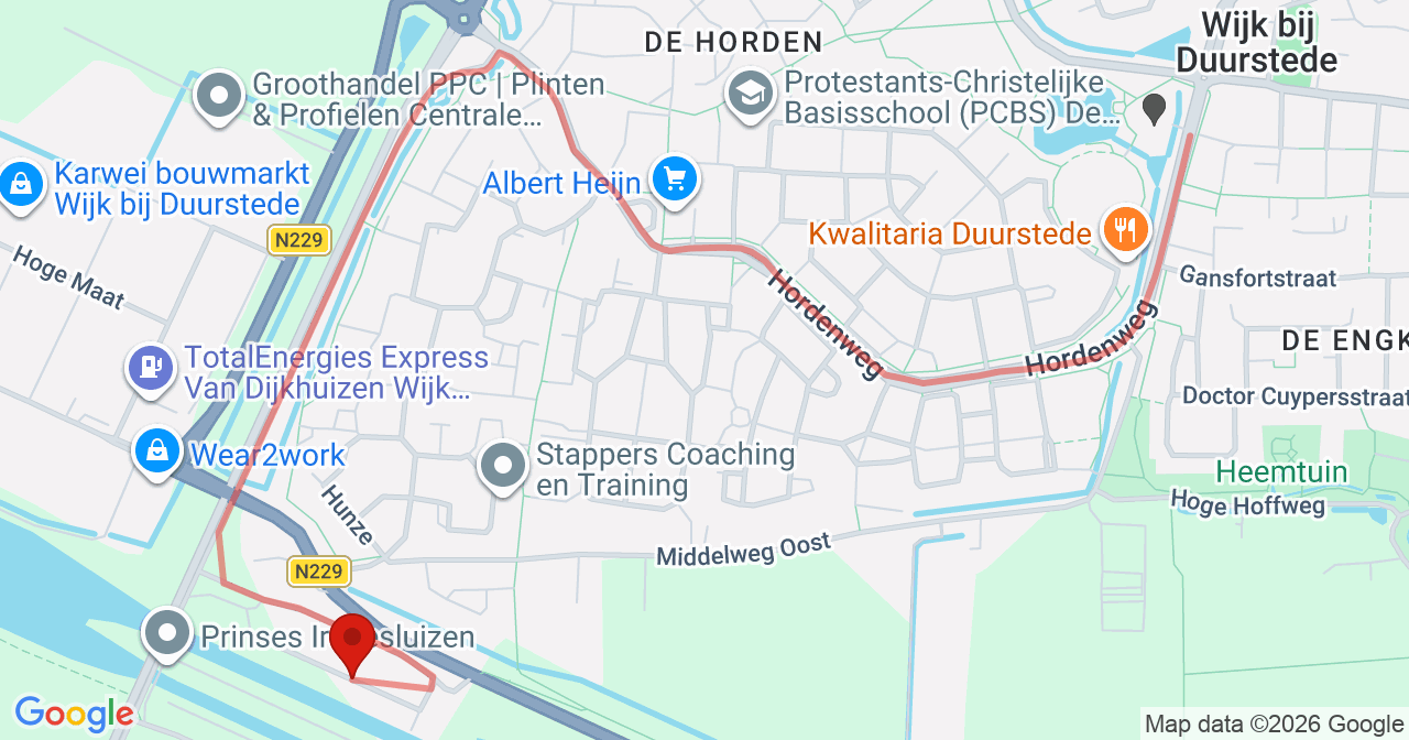 Kaart van het incident in Wijk bij Duurstede met berekende routes vanaf gealarmeerde posten