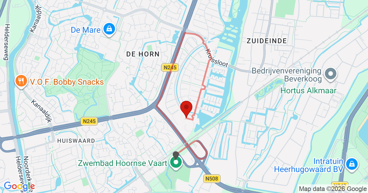 Kaart van het incident in Alkmaar met berekende routes vanaf gealarmeerde posten