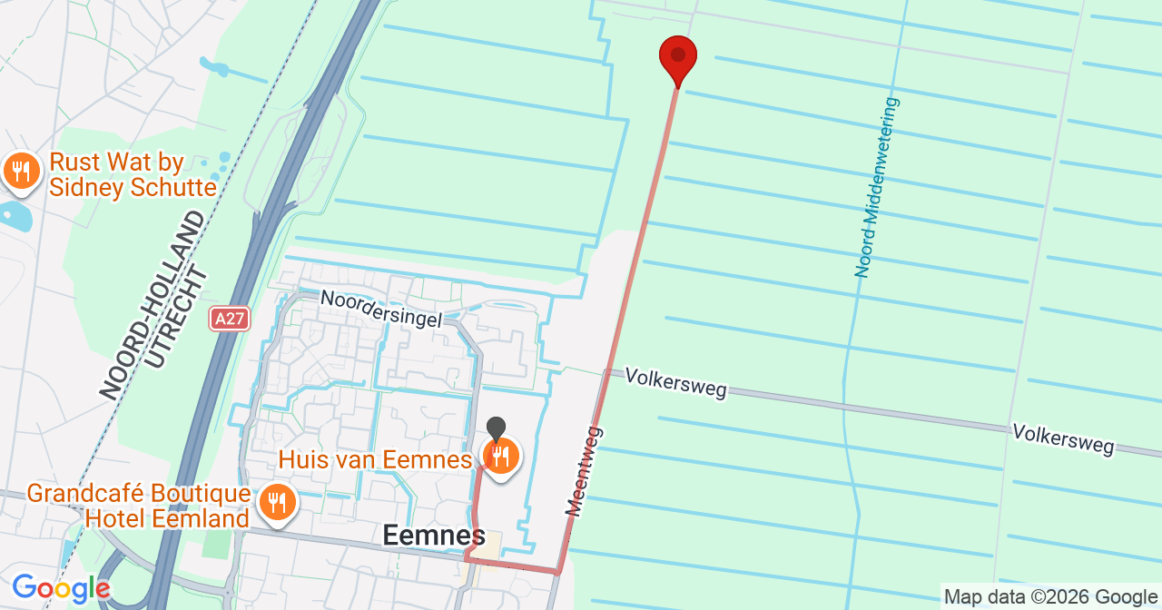 Kaart van het incident in Eemnes met berekende routes vanaf gealarmeerde posten