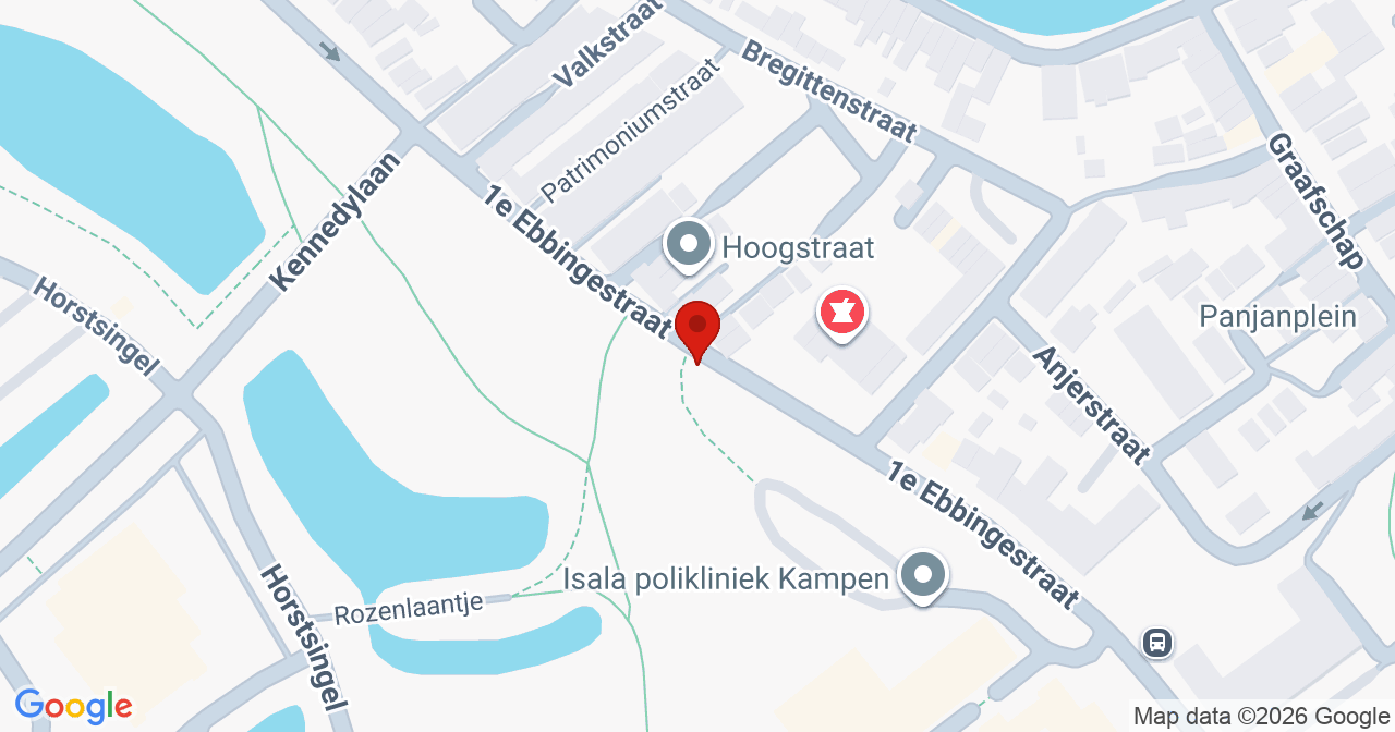 Kaart van het incident in Kampen met berekende routes vanaf gealarmeerde posten