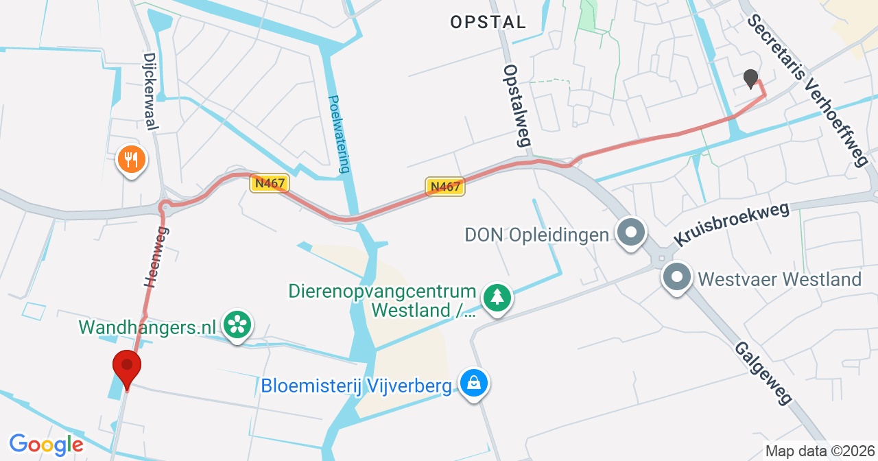 Kaart van het incident in 's-Gravenzande met berekende routes vanaf gealarmeerde posten