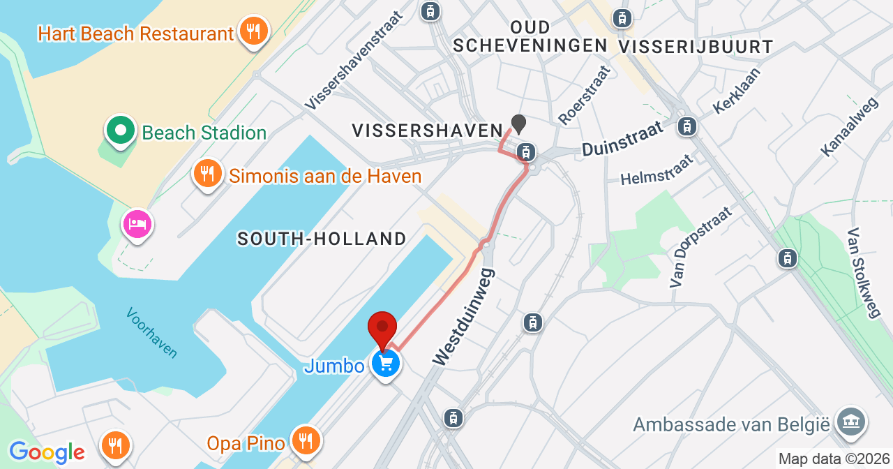 Kaart van het incident in 's-Gravenhage met berekende routes vanaf gealarmeerde posten