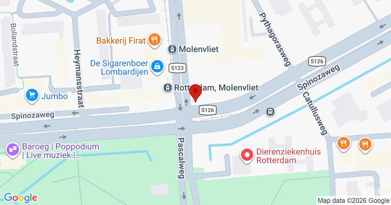 Kaart van het incident in Rotterdam met berekende routes vanaf gealarmeerde posten