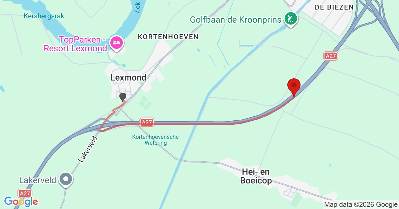 Kaart van het incident in Vianen met berekende routes vanaf gealarmeerde posten