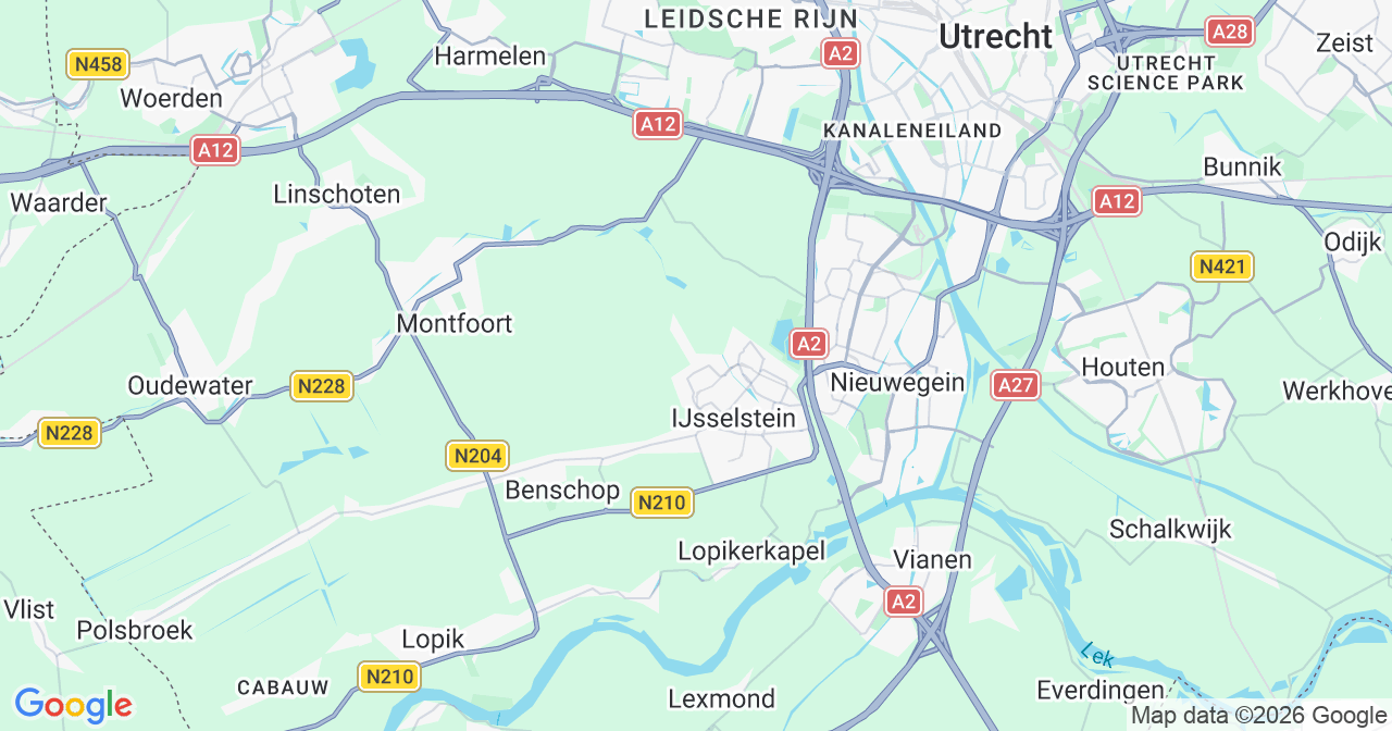 Kaart van het incident in IJsselstein met berekende routes vanaf gealarmeerde posten
