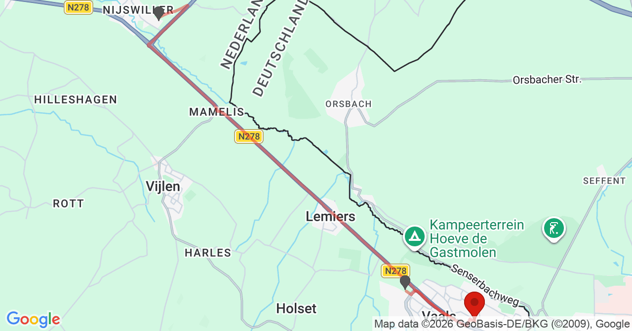 Kaart van het incident in Vaals met berekende routes vanaf gealarmeerde posten
