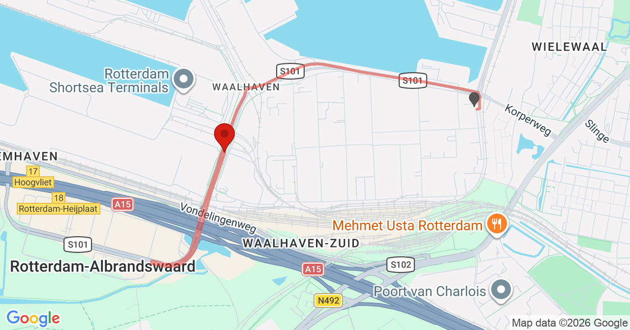 Kaart van het incident in Rotterdam met berekende routes vanaf gealarmeerde posten