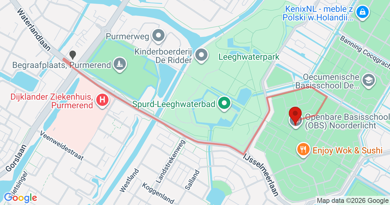 Kaart van het incident in Purmerend met berekende routes vanaf gealarmeerde posten