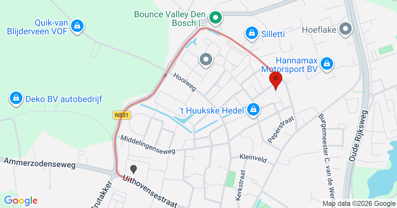 Kaart van het incident in Hedel met berekende routes vanaf gealarmeerde posten