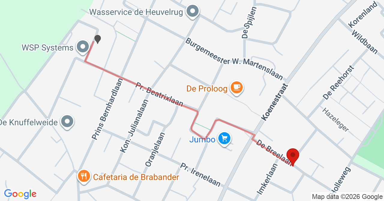 Kaart van het incident in Amerongen met berekende routes vanaf gealarmeerde posten