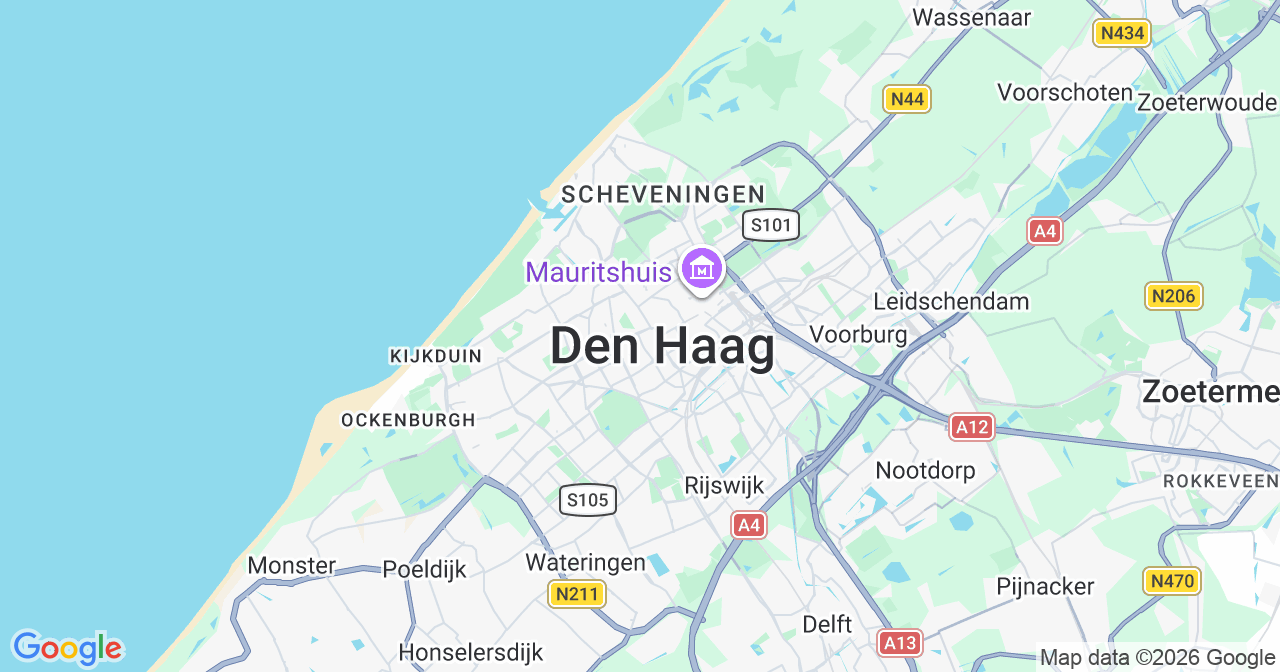 Kaart van het incident in 's-Gravenhage met berekende routes vanaf gealarmeerde posten