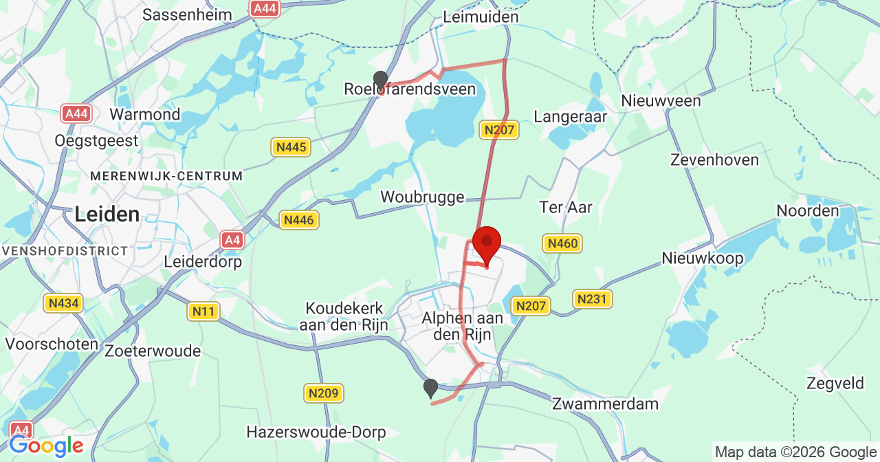 Kaart van het incident in water met de aanrijroutes van de gealarmeerde eenheden