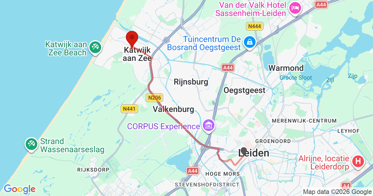 Kaart van het incident in Wassenaar met de aanrijroutes van de gealarmeerde eenheden